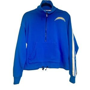 Wear by Erin Andrews NFL LA Chargers Half Zip Pullover Sweatshirt Cropped Large